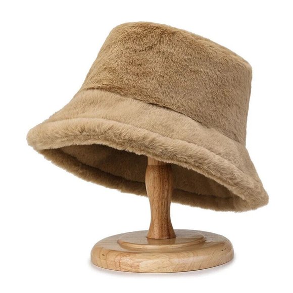 Fluffy Bucket Hat Women Warm Lining Winter Faux Cozy Wide Brim - Picture 8 of 15